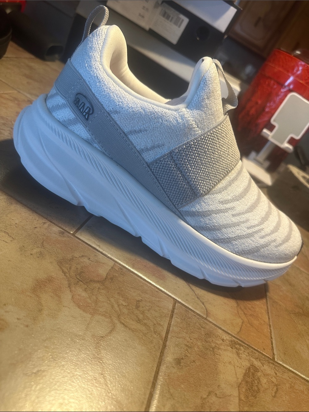 Kids Slip-On Athletic Sneakers in Light Gray - Cushioned Comfort